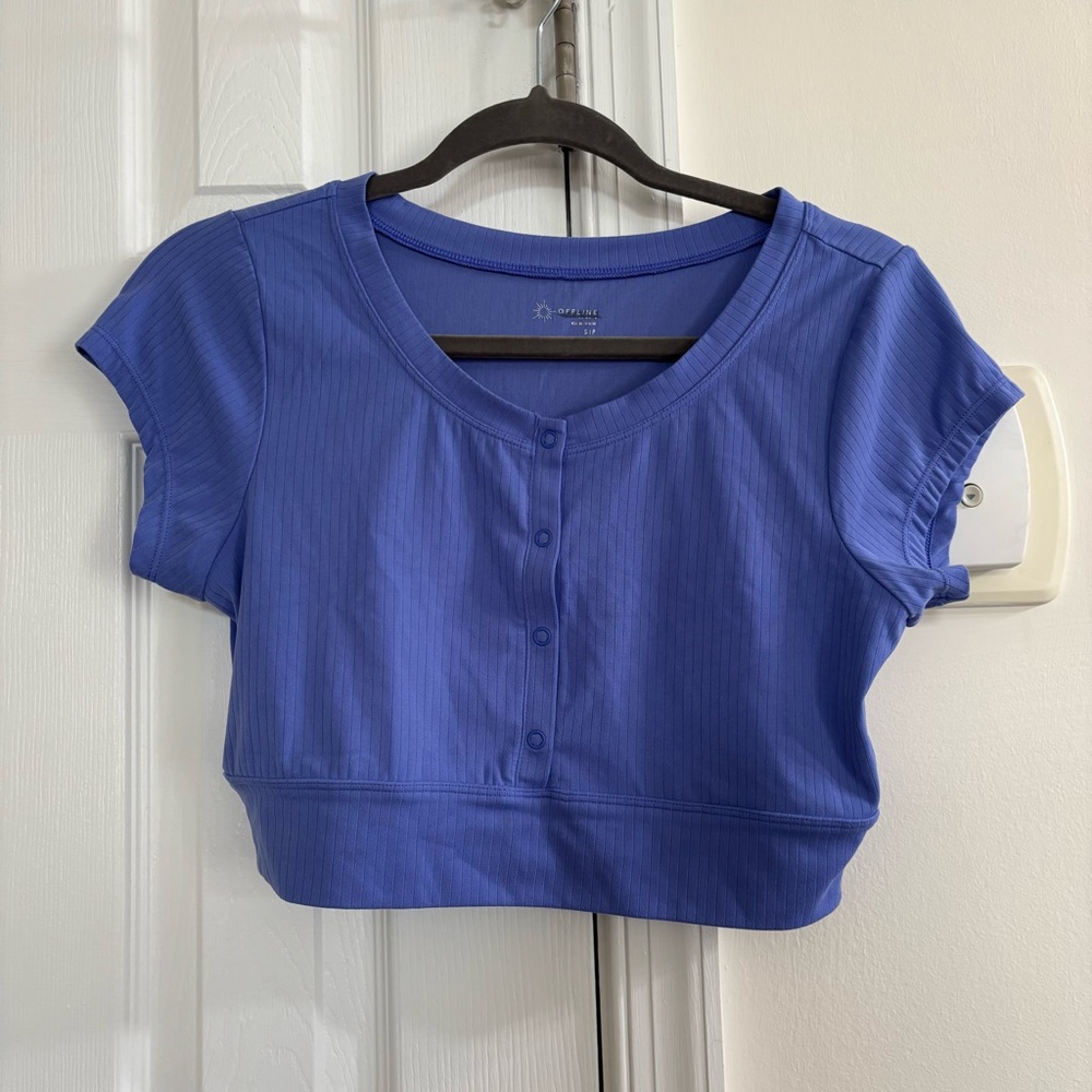 Aerie Button Active Crop Top